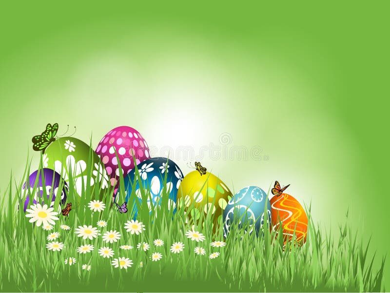 Easter eggs in grass