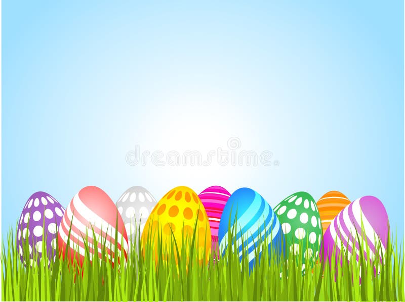 Easter eggs in grass