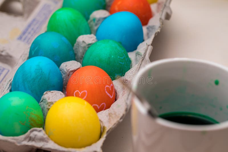Easter Eggs by Green Dye stock photo. Image of close 108418350