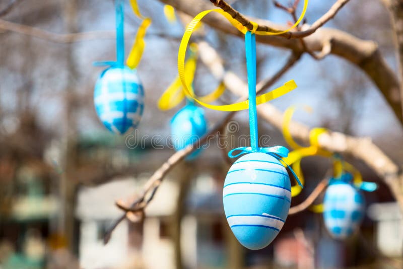 Easter Eggs Hanging on a Tree royalty free stock photos Easter Eggs Hanging on a Tree royalty free stock photos