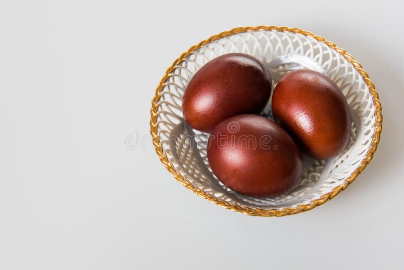 Easter Painted Brown Eggs on a White Background Stock Image Image of
