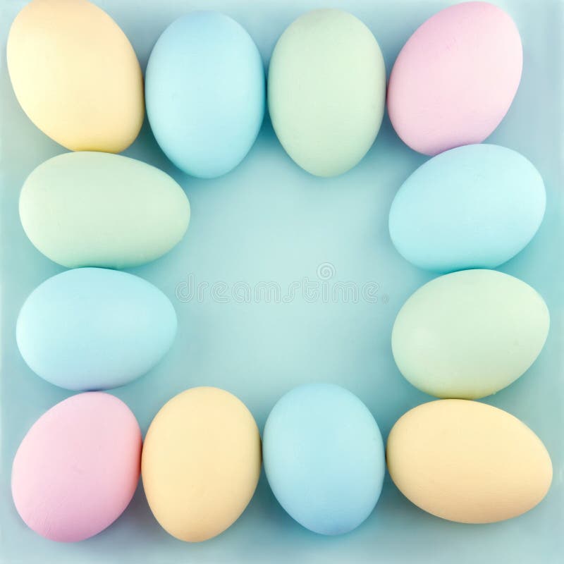 Easter Eggs Painted with Pastel Colours with Copy Space Stock Image