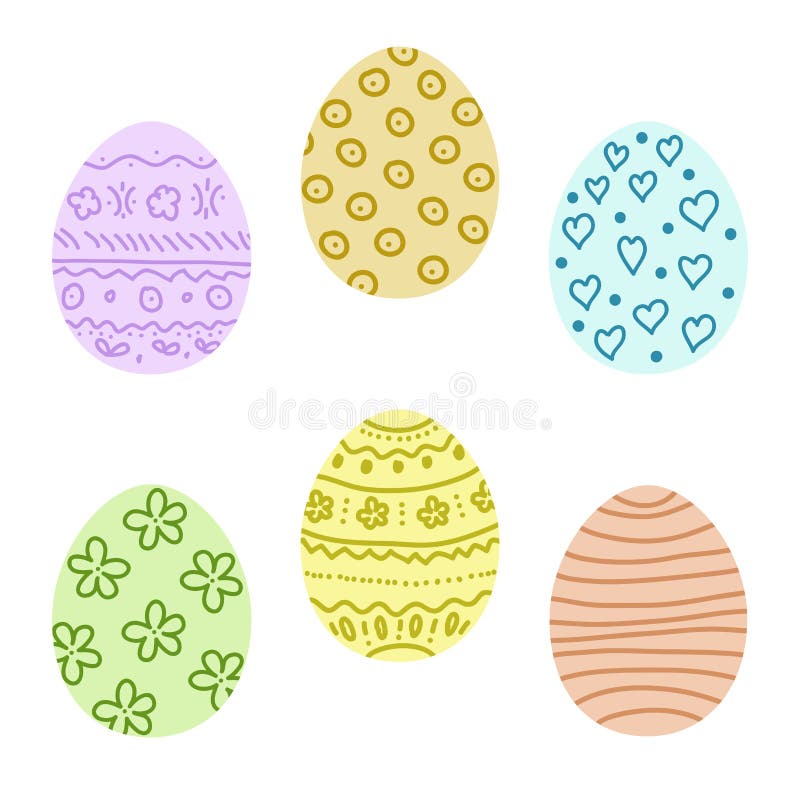 Easter wrapping paper with patterned eggs on white