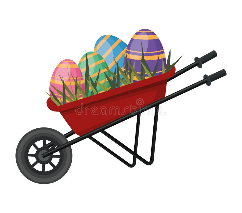 Easter eggs in wheelbarrow stock vector. Illustration of decoration