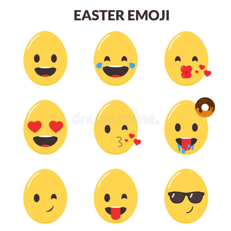Easter Emoticons. Egg Emoji in Flat Style Stock Vector Illustration