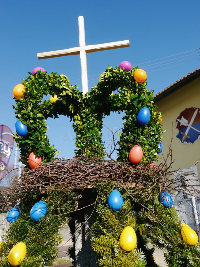Easter fountain stock photo. Image of christanity, nest 49300466