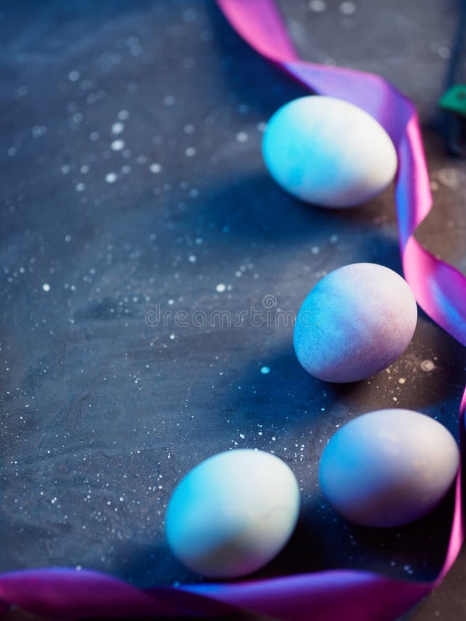 Easter Frame, Painted Eggs in Pastel Neon Stock Photo Image of neon