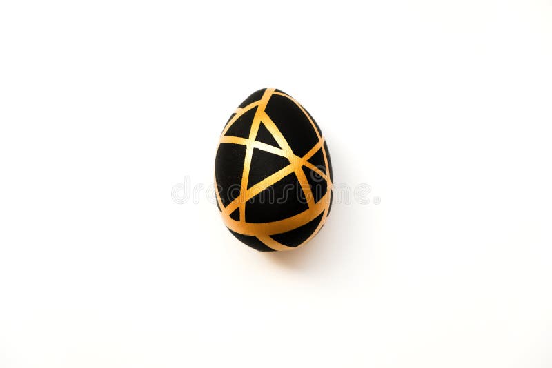 Easter Golden Egg with Geometric Black Pattern Isolated on White ...