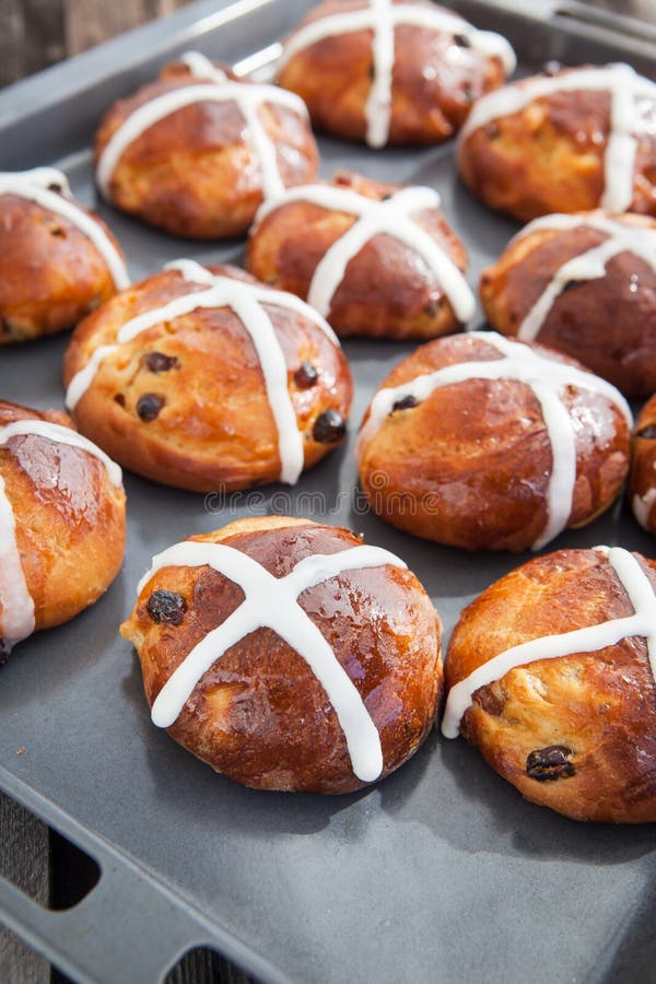 Easter hot cross buns stock photo. Image of frosting 41023954