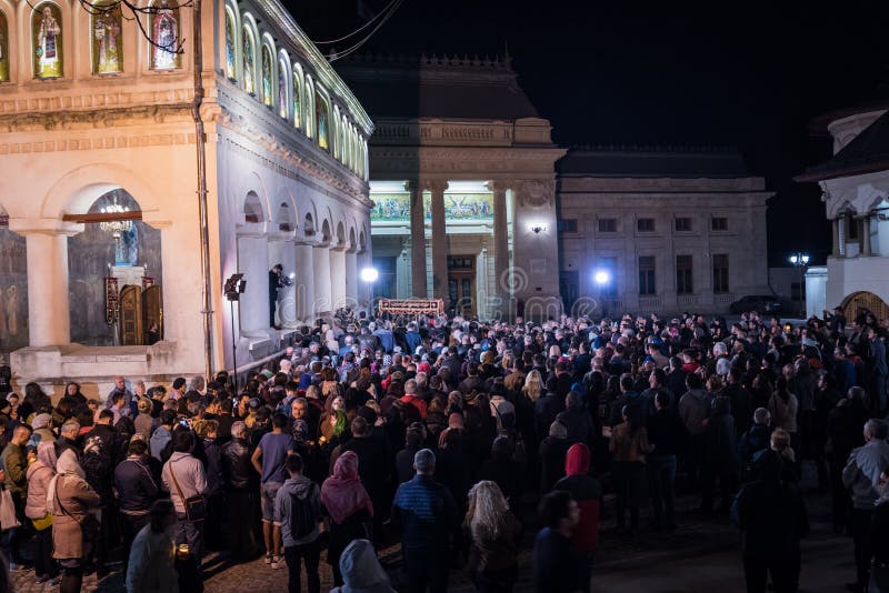 Easter Light procession at Bucharest Patriarchal Cathedral