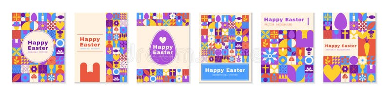 Easter minimal geometric. 60s abstract banner, bunny and eggs with botanical elements, line pattern, retro trendy background. Rabbit icon poster Bauhaus style. Vector garish graphic abstract spring. Easter minimal geometric. 60s abstract banner, bunny and eggs with botanical elements, line pattern, retro trendy background. Rabbit icon poster Bauhaus style. Vector garish graphic abstract spring