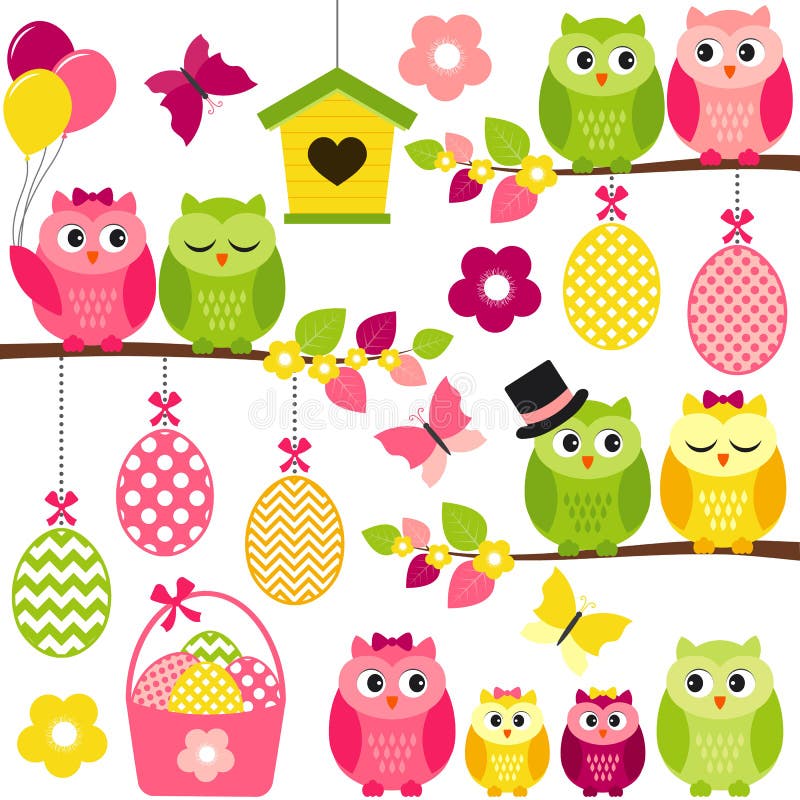 Easter Owls vector illustration Easter Owls vector illustration