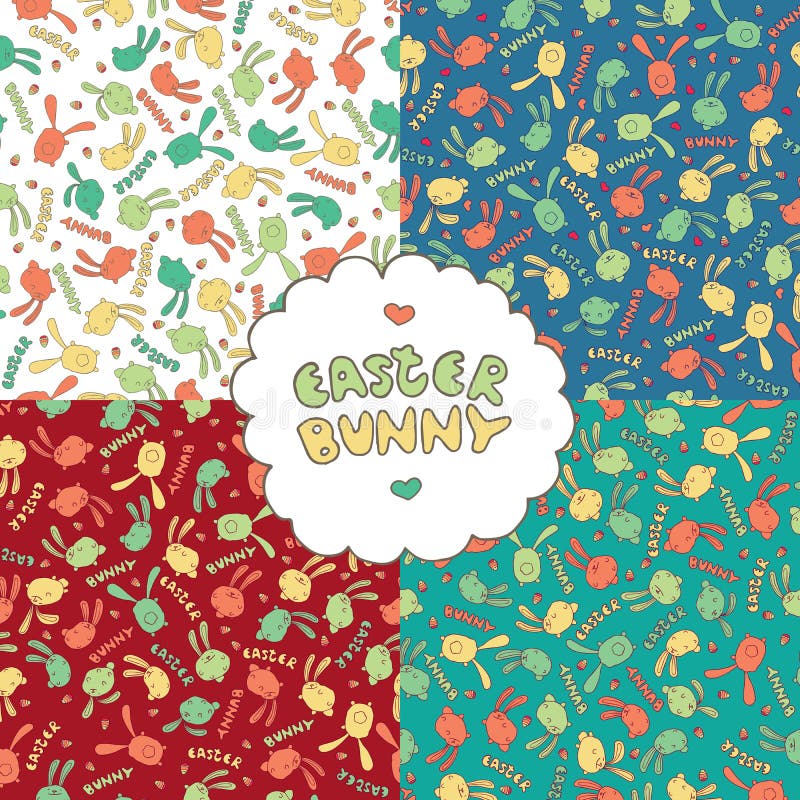 Easter Patterns with Easter Bunnies Stock Vector Illustration of