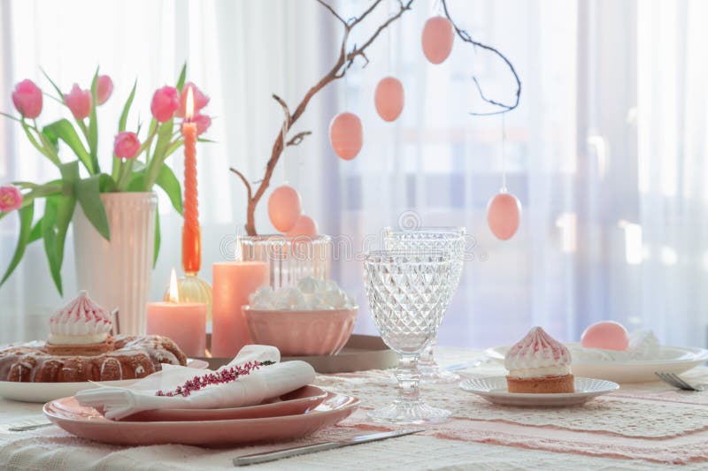 Easter Pink Vintage Decor at Home Stock Image Image of lace, candle