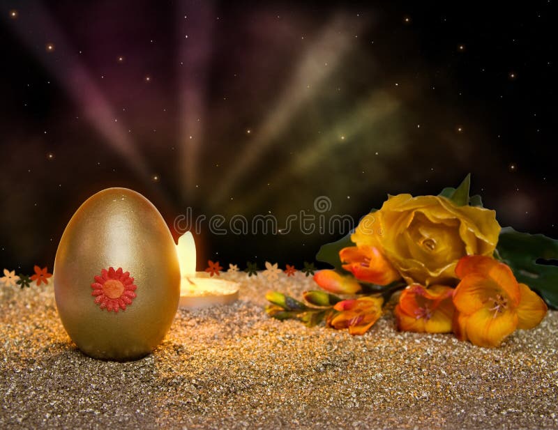 Easter Resurrection Candle With Golden Egg Picture. Image 8485763