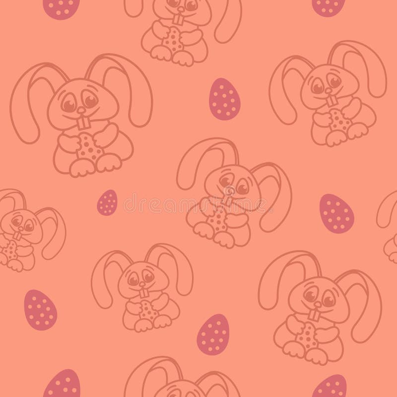 Easter seamless pattern rabbits holding eggs pink stock illustration Easter seamless pattern rabbits holding eggs pink stock illustration