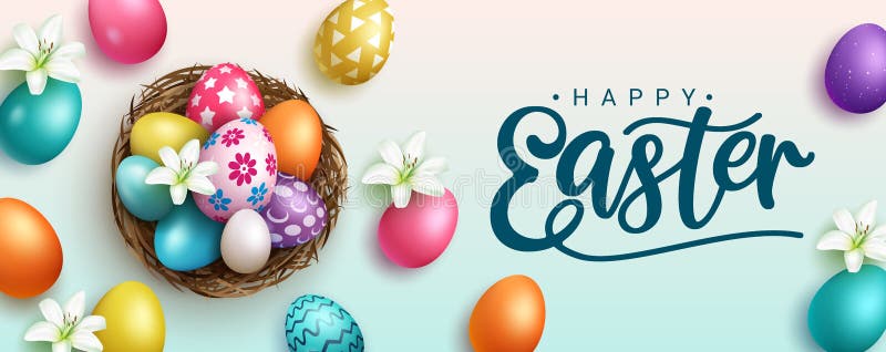 Easter Season Vector Background Design. Happy Easter Greeting Text ...
