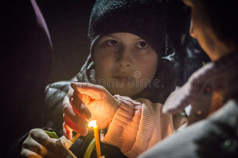 Easter service in the Orthodox Church in Kaluga region of Russia. royalty free stock image Easter service in the Orthodox Church in Kaluga region of Russia. royalty free stock image