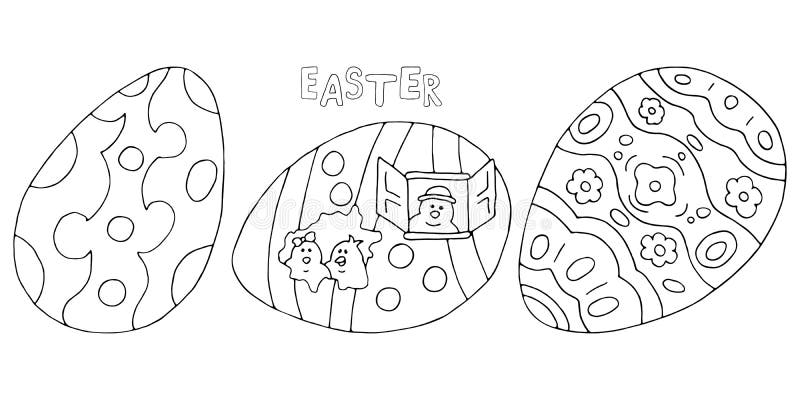 easter set painted easter eggs easter chickens family and