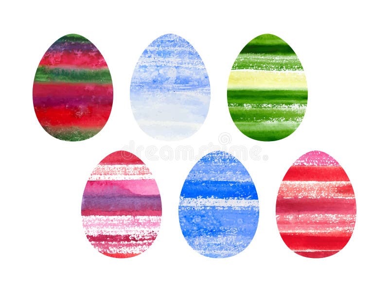 Easter set of watercolor colored eggs stock illustration Easter set of watercolor colored eggs stock illustration