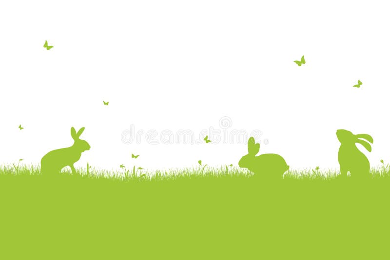 Happy Easter Card - Silhouette with three rabbits on white background. Happy Easter Card - Silhouette with three rabbits on white background
