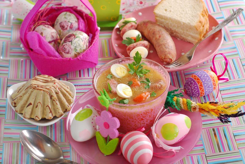 Easter table with traditional polish dishes stock photography