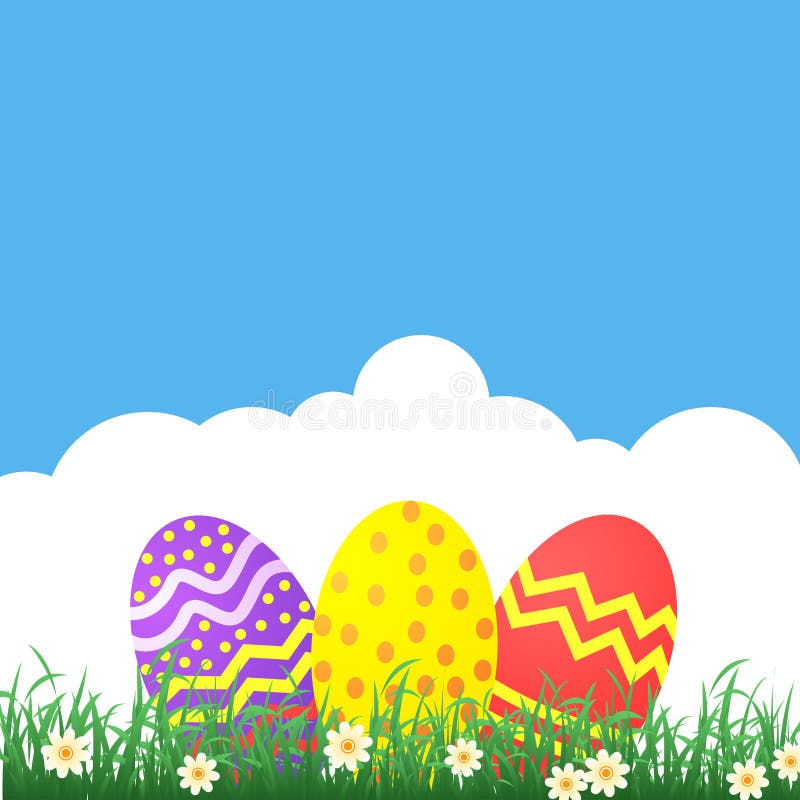 Easter themed banner with decorated eggs and grass royalty free illustration Easter themed banner with decorated eggs and grass royalty free illustration