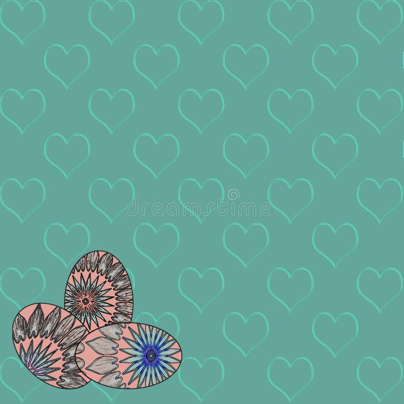 Easter Themed Holiday Background with Eggs and Hearts royalty free illustration Easter Themed Holiday Background with Eggs and Hearts royalty free illustration