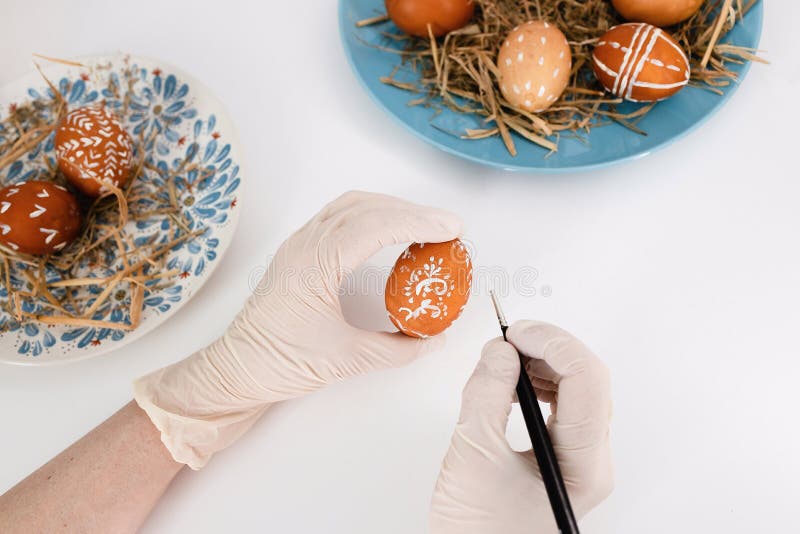 Easter Tradition of Painting Eggs Stock Photo Image of basket