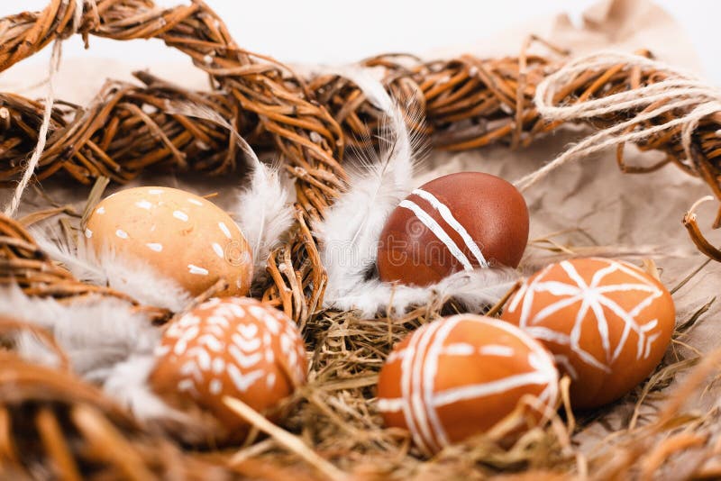 Easter Tradition of Painting Eggs Stock Image Image of basket, happy