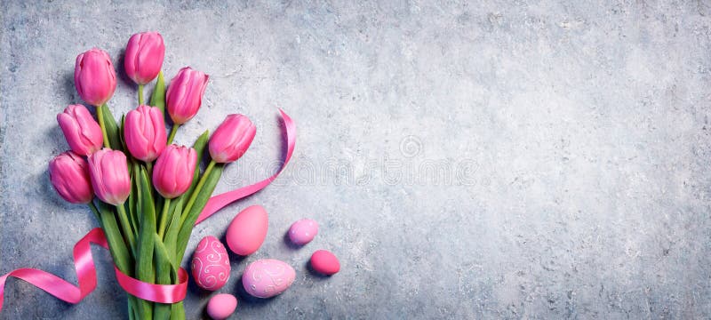 Easter - Tulips Bouquet And Eggs