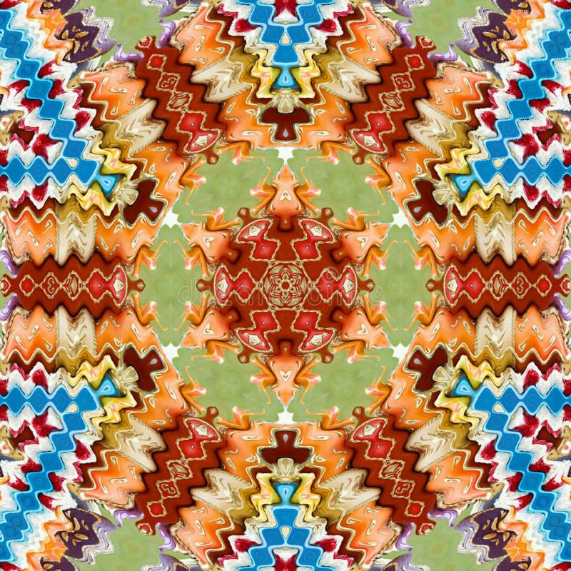 Decorative ornament. Eastern ethnic mandala in blue and orange stock illustration Decorative ornament. Eastern ethnic mandala in blue and orange stock illustration