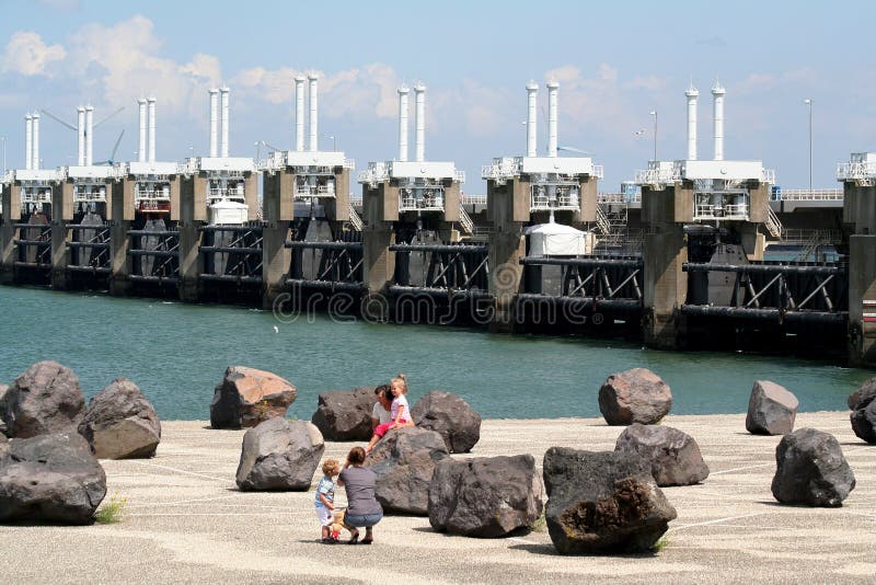 Eastern Scheldt storm surge barrier The longest dam in the Delta Works stock photography Eastern Scheldt storm surge barrier The longest dam in the Delta Works stock photography