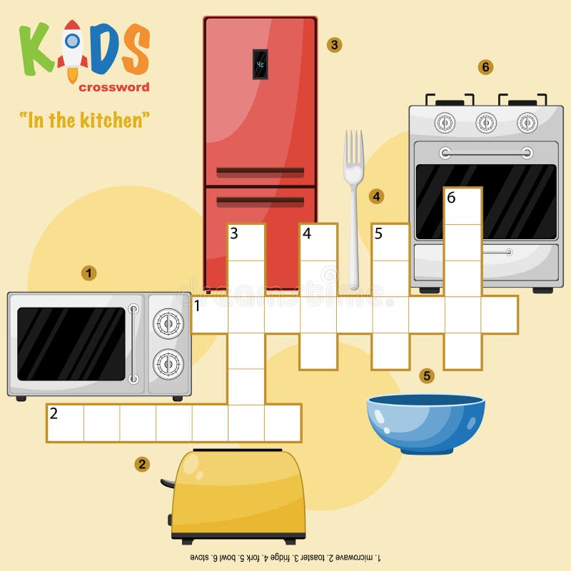 Easy Crossword Puzzle `in the Kitchen` Stock Vector Illustration of