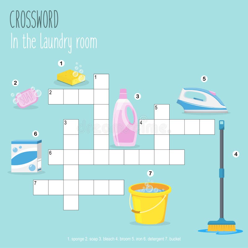 Easy Crossword Puzzle `in the Laundry Room` Stock Vector Illustration Easy Crossword Puzzle `in the Laundry Room` Stock Vector Illustration