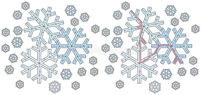 easy-snowflake-maze-stock-vector-illustration-of-worksheet-102394298