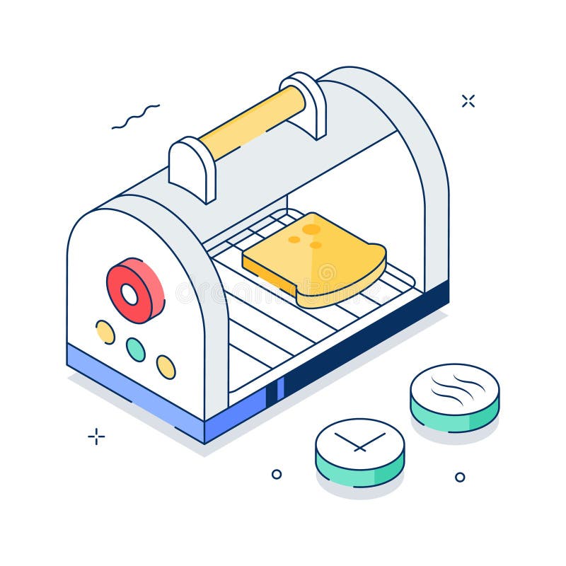 Easy to edit isometric illustration of toaster oven appliance stock illustration