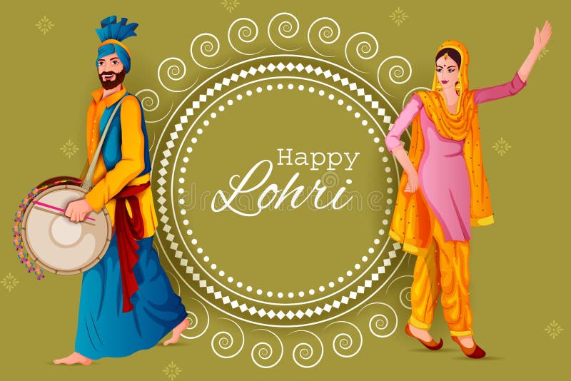 Happy Lohri Festival of Punjab India Background Stock Vector ...