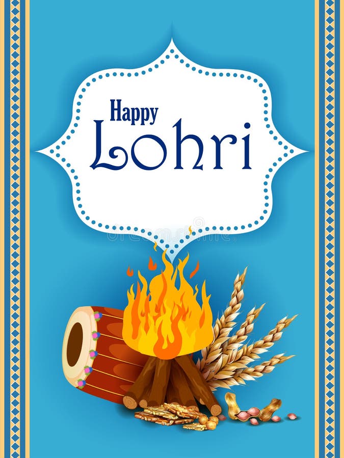 Happy Lohri Festival of Punjab India Background Stock Illustration -  Illustration of lohri, folk: 207203103