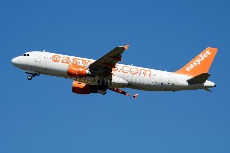 EasyJet Airbus A320 G-EZTL passenger plane departure at Madrid Barajas Airport stock photography EasyJet Airbus A320 G-EZTL passenger plane departure at Madrid Barajas Airport stock photography