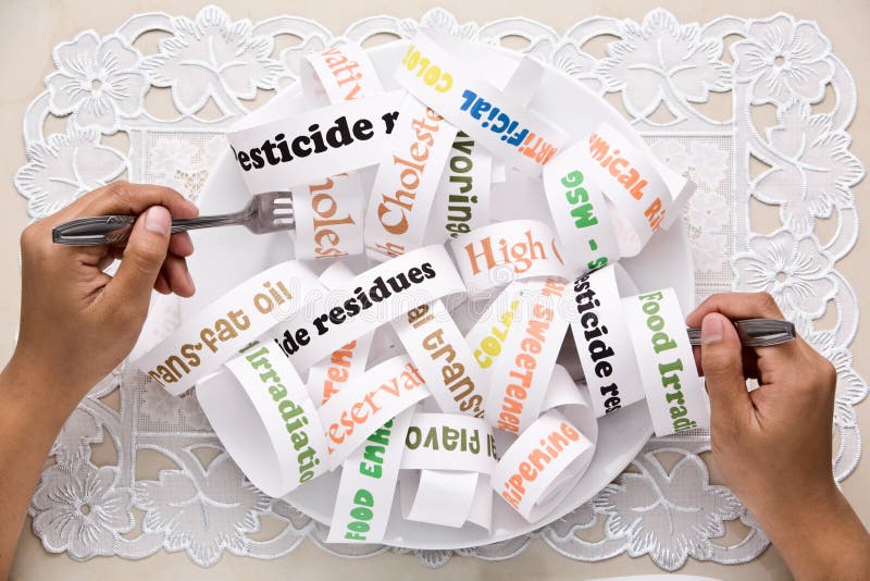 I described what most people eat daily nowadays using words illustration that printed on the paper and arranged on the plate like that. I took more than 1 hour to prepare the set like that. To enhance the image, I used hand that act like eating normally. The word I use : preservatives, food irradiation, artificial sweeteners, food enhancer ï¿½ MSG, chemical ripening, pesticide residue, artificial co. I described what most people eat daily nowadays using words illustration that printed on the paper and arranged on the plate like that. I took more than 1 hour to prepare the set like that. To enhance the image, I used hand that act like eating normally. The word I use : preservatives, food irradiation, artificial sweeteners, food enhancer ï¿½ MSG, chemical ripening, pesticide residue, artificial co