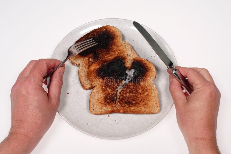 Burned toast bread slices stock photo. Image of plate 37491106