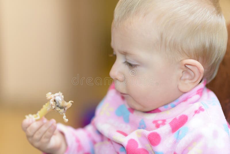 Eating Chicken stock image. Image of chicken, baby, childhood 83899471