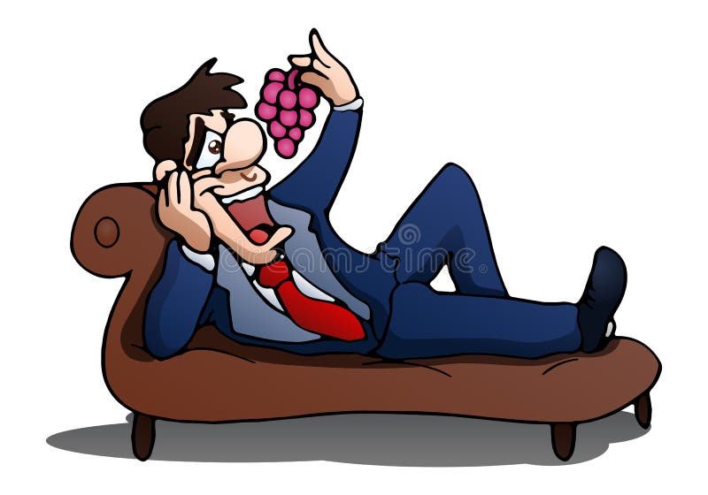 Eating Grape on Isolated White Stock Illustration Illustration of