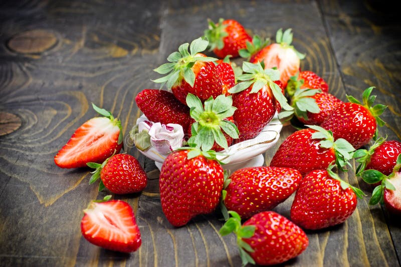 Eating healthy food - organic strawberries