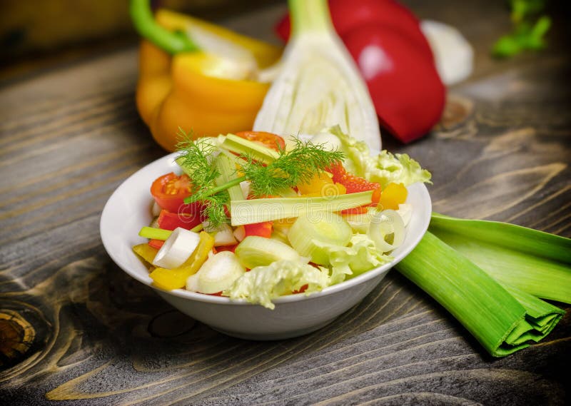 Eating healthy food, vegetarian meal - fresh vegetable salad royalty free stock image Eating healthy food, vegetarian meal - fresh vegetable salad royalty free stock image