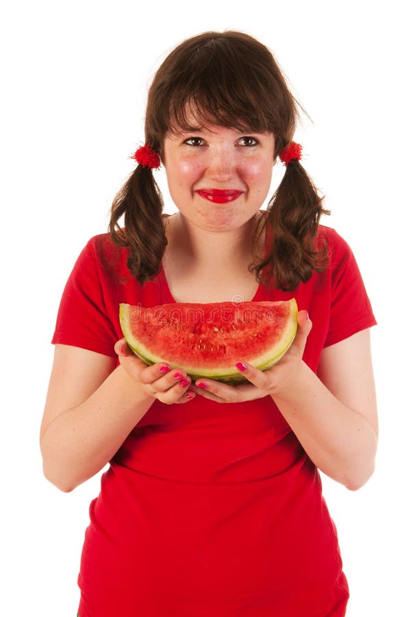 Eating melon stock image. Image of fresh, smiling, background 26029263