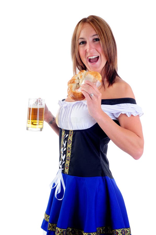 Eating A Pretzel stock images