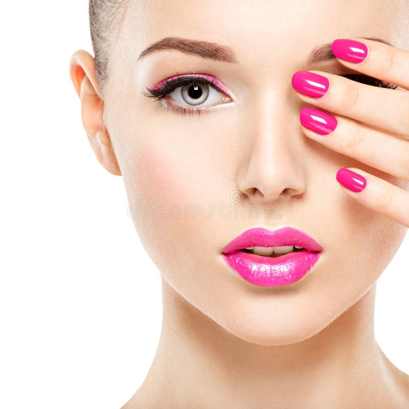 Pink Powder Makeup Stock Photo - Download Image Now - Women, Face