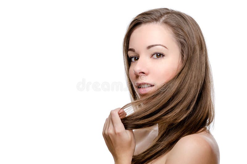 Eautiful woman touching her hair